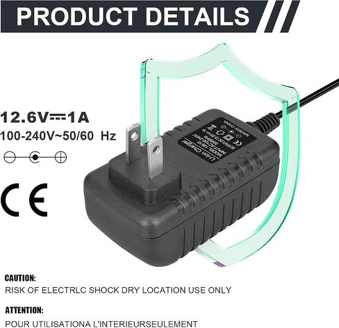 AC/DC 12.6V 1A شاحن طاقة مسدس التدليك ، محول شحن البديل 12.6 فولت شاحن لسلاح التدليك in Saudi Arabia