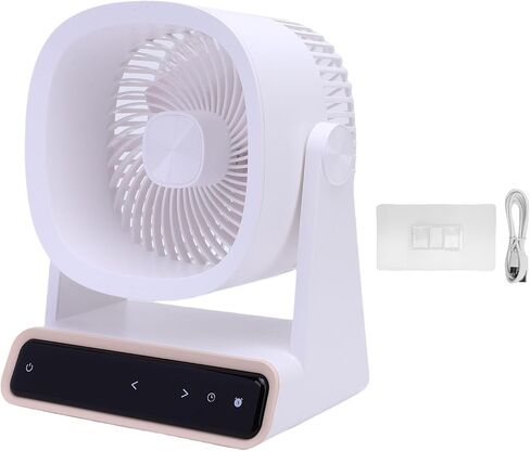 Haofy USB Desk Fan Circulator Circulator Fan مروحة التبريد المحمولة 4000 مللي أمبير في الساعة بطارية قابلة للشحن 3 إعدادات السرعة تحكم اللمس 90 ° TILT TILD للتخييم في غرفة نوم المكتب المنزلي (النوع 2) in Kuwait