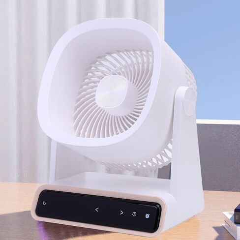 Haofy USB Desk Fan Circulator Circulator Fan مروحة التبريد المحمولة 4000 مللي أمبير في الساعة بطارية قابلة للشحن 3 إعدادات السرعة تحكم اللمس 90 ° TILT TILD للتخييم في غرفة نوم المكتب المنزلي (النوع 2) in Kuwait