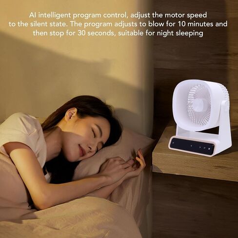 Haofy USB Desk Fan Circulator Circulator Fan مروحة التبريد المحمولة 4000 مللي أمبير في الساعة بطارية قابلة للشحن 3 إعدادات السرعة تحكم اللمس 90 ° TILT TILD للتخييم في غرفة نوم المكتب المنزلي (النوع 2) in Kuwait