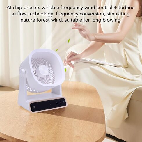 Haofy USB Desk Fan Circulator Circulator Fan مروحة التبريد المحمولة 4000 مللي أمبير في الساعة بطارية قابلة للشحن 3 إعدادات السرعة تحكم اللمس 90 ° TILT TILD للتخييم في غرفة نوم المكتب المنزلي (النوع 2) in Kuwait