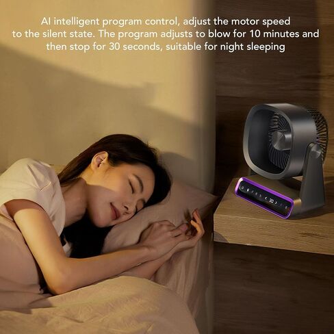 Haofy USB Desk Fan Circulator Circulator Fan مروحة التبريد المحمولة 4000 مللي أمبير في الساعة بطارية قابلة للشحن 3 إعدادات السرعة تحكم اللمس 90 ° TILT TILD للتخييم في غرفة نوم المكتب المنزلي (النوع 2) in Kuwait
