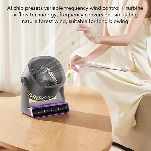 Haofy USB Desk Fan Circulator Circulator Fan مروحة التبريد المحمولة 4000 مللي أمبير في الساعة بطارية قابلة للشحن 3 إعدادات السرعة تحكم اللمس 90 ° TILT TILD للتخييم في غرفة نوم المكتب المنزلي (النوع 2) in Kuwait
