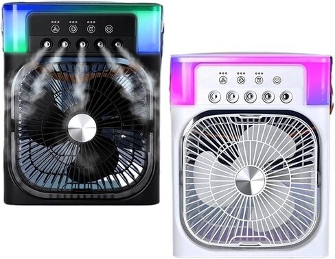 Portable Humidifier Fan Air Conditioners USB Electric Fan Night Light Mist Fun 3 In 1 Air Cooler Desktop Spray Fan(WHITE) in Saudi Arabia