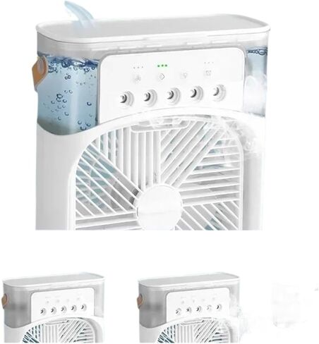Portable Humidifier Fan Air Conditioners USB Electric Fan Night Light Mist Fun 3 In 1 Air Cooler Desktop Spray Fan(WHITE) in Saudi Arabia