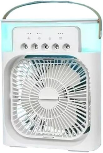 Portable Humidifier Fan Air Conditioners USB Electric Fan Night Light Mist Fun 3 In 1 Air Cooler Desktop Spray Fan(WHITE) in Saudi Arabia