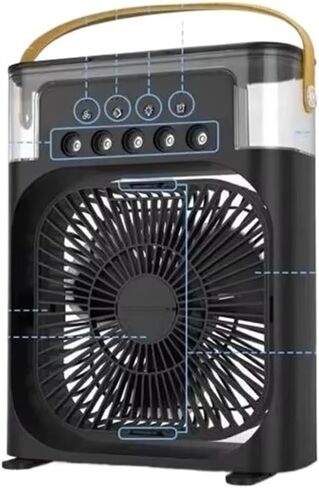 Portable Humidifier Fan Air Conditioners USB Electric Fan Night Light Mist Fun 3 In 1 Air Cooler Desktop Spray Fan(WHITE) in Saudi Arabia