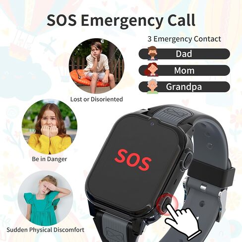 4G Kids Smart Watches Girls with GPS Tracker ، With Kids Coell Phone Watch with Video & Voice Calling SoS SOS Call Call Camera Camera Compale Gamulator ، Watch Smart for Girls Vens 6-15 (Pink) (Pink) in Kuwait