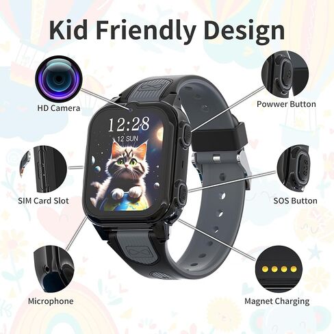4G Kids Smart Watches Girls with GPS Tracker ، With Kids Coell Phone Watch with Video & Voice Calling SoS SOS Call Call Camera Camera Compale Gamulator ، Watch Smart for Girls Vens 6-15 (Pink) (Pink) in Kuwait