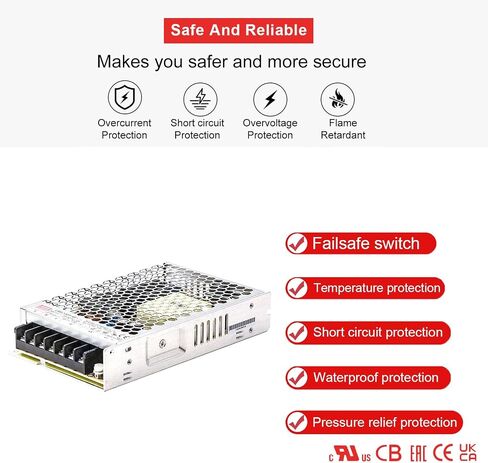 LRS-150F-48 48V 150W Single Output Switching Power Supply, 85-264VAC/240-370VDC Input, Compact 1U Low Profile, High Reliability, UL/TUV/CB Certified, for Industrial Automation, LED Lighting in Saudi Arabia