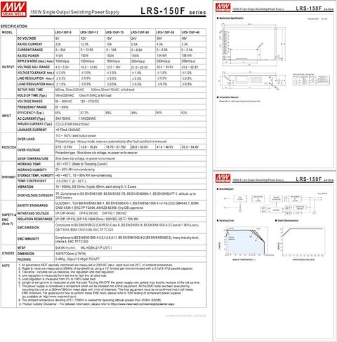 LRS-150F-48 48V 150W Single Output Switching Power Supply, 85-264VAC/240-370VDC Input, Compact 1U Low Profile, High Reliability, UL/TUV/CB Certified, for Industrial Automation, LED Lighting in Saudi Arabia