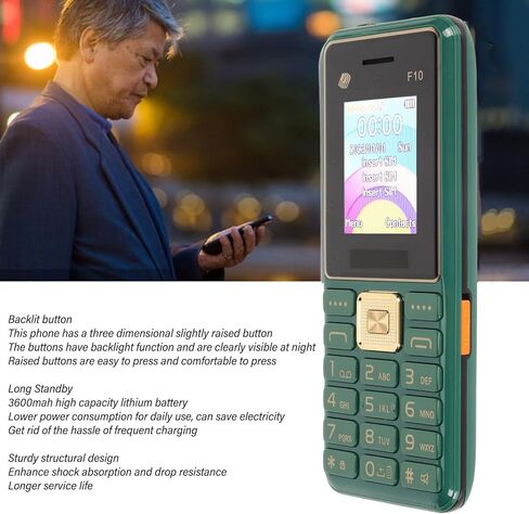 F10 Flip Coell Phone لكبار السن ، زر ذكي خلفي كبير 1.8 بوصة مفتوح مع وحدة تخزين صاخبة ، بطارية 3600 مللي أمبير في الساعة ، 3 بطاقات 3 (قابس أمريكي) in Kuwait