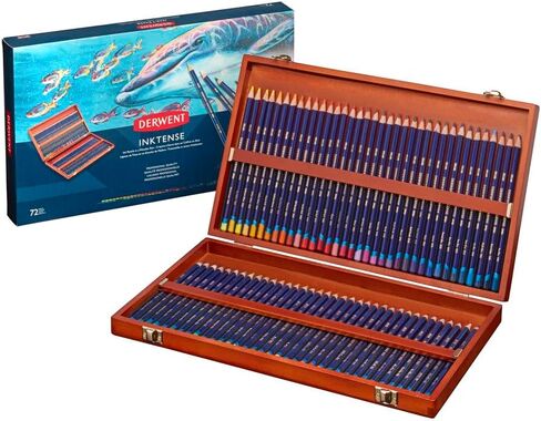 Derwent Inktense Wash Set, Set includes 8 Inktense Pencils, 1 Spritzer, 1 Waterbrush, 1 Paint Brush, Premium 4mm Round Core, Watersoluble, Use on Paper or Fabric, Professional Quality (2302584) in Saudi Arabia