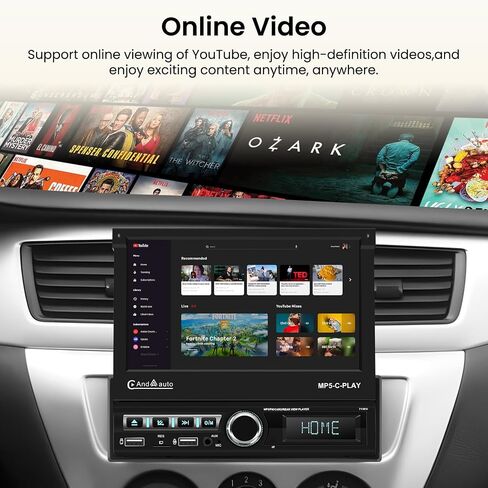 (MOTERIMPY) Hikity Single DIN CAR Stereo مع CARPLAY اللاسلكي Android Auto ، 7 '' 'IPS Flip flip out touchscreen bluetooth car receiver ، mirror link fm radio swc camp aux/usb+tf card in Kuwait