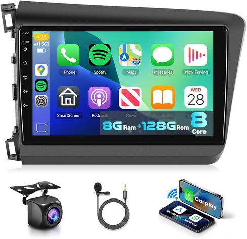 8 Core 6G+128G CAR Radio Stereo لـ Honda Civic 2012-2015 مع Carplay/Android Auto ، 9 بوصة 1280 * 720p شاشة تعمل باللمس in Saudi Arabia