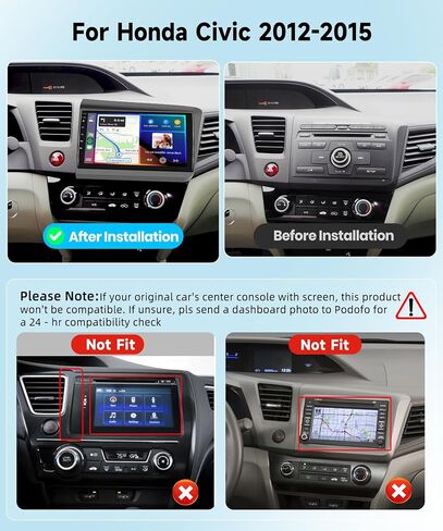 8 Core 6G+128G CAR Radio Stereo لـ Honda Civic 2012-2015 مع Carplay/Android Auto ، 9 بوصة 1280 * 720p شاشة تعمل باللمس in Saudi Arabia