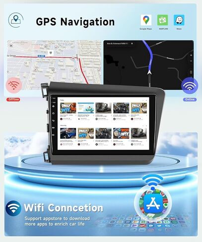 8 Core 6G+128G CAR Radio Stereo لـ Honda Civic 2012-2015 مع Carplay/Android Auto ، 9 بوصة 1280 * 720p شاشة تعمل باللمس in Saudi Arabia