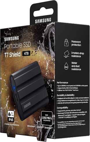SAMSUNG External Pssd T7 Black 4tb in Kuwait