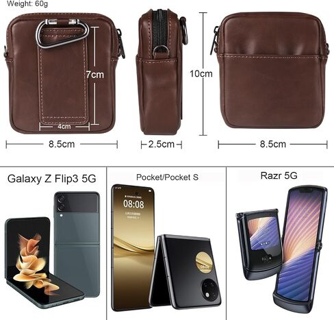 حزام الهاتف المحمول مقطع حزام حافظة من الجلد الأسود متوافق مع Samsung Galaxy Z Flip 6/5/4/3/Z Flip/Motorola Razr 50/40 CASE ، حقيبة Crossbody الكتف المتوافقة مع Huawei P50 Pocket/Pocket S in Saudi Arabia
