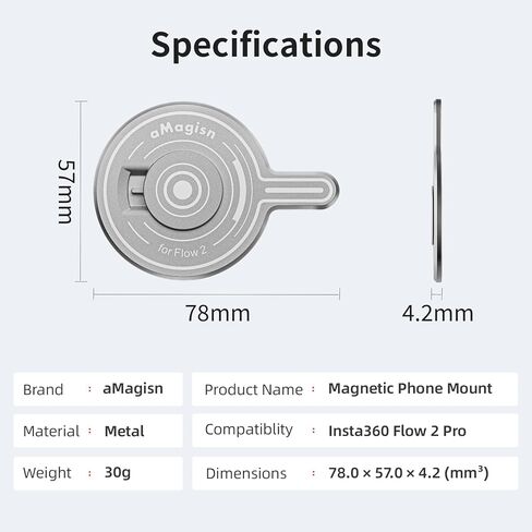 تركيب الهاتف المغناطيسي لـ Insta360 Flow 2 Pro Stabilizer Base Magnetic Adapter Base Quick مع حلقة مغناطيس لـ Flow2Pro Phone Gimbal in Kuwait