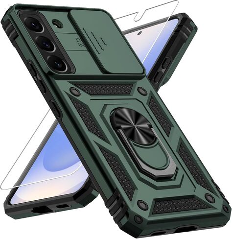 Weycolor for Samsung Galaxy S22 Case with Camera Lens Cover, HD Screen Protector, 10 FT Military Grade Drop Protection, Magnetic Ring Holder Kickstand Protective Phone Case, Navy Blue in Kuwait