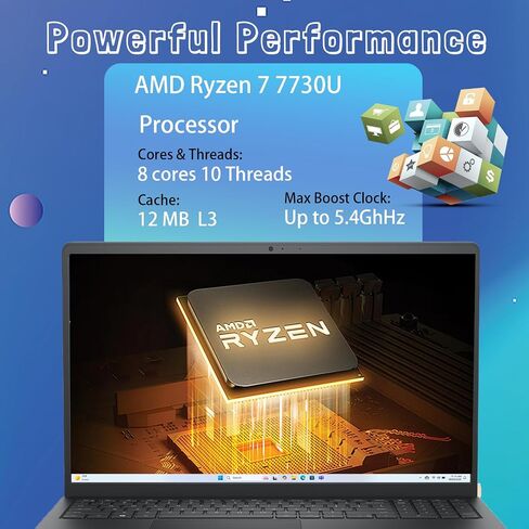 Dell Inspiron 15 3535 Touchscreen Laptop for Business- AMD Ryzen 7 7730U, 15.6" FHD IPS Display, Windows 11 Pro, Wi-Fi 6, Numeric Keypad, HDMI, Webcam, w/Accessories (64GB DDR4 RAM, 2TB SSD) in Saudi Arabia