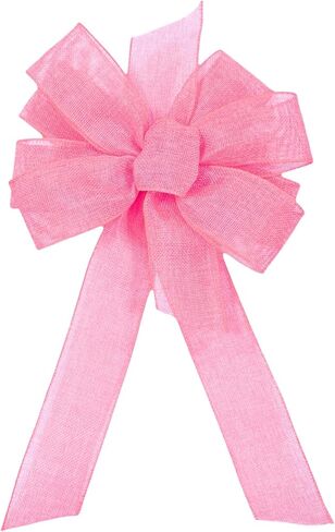 1 Pcs 10 x 20 Inch Big Bow Burlap Ribbon with Natural Jute Rustic Wreath Ribbons and Bow Use Wrapping, Party Decoration (Linen) in Kuwait
