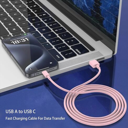 USB A to USB C Cable Cable Accessories iPhone 16 Pro Charger Cord Type C Fast C Charging for iPhone 17 Air 15 Pro Max 16 Plus/16E ، iPad Air 13/11 ، Samsung Galaxy Z Flip 7/6/5/4/z fold SE/A16/A15 (3ft) in Kuwait