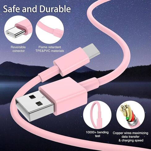 USB A to USB C Cable Cable Accessories iPhone 16 Pro Charger Cord Type C Fast C Charging for iPhone 17 Air 15 Pro Max 16 Plus/16E ، iPad Air 13/11 ، Samsung Galaxy Z Flip 7/6/5/4/z fold SE/A16/A15 (3ft) in Kuwait