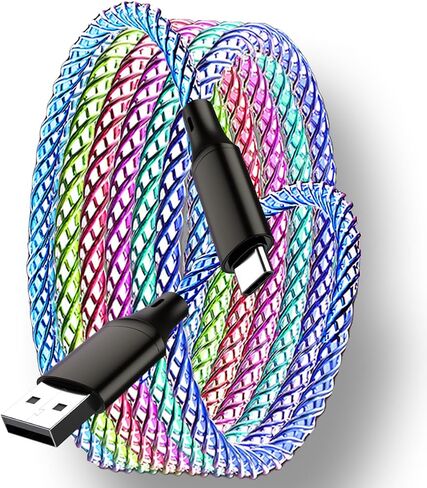 Car Carplay Cable for iPhone 16 15 Pro Max Plus, 3.3ft RGB Light Up USB A to Type C Carplay Charger Cable, LED Colorful Gradual USB C Fast Charging Cord for iPhone, iPad Pro/Air/Mini, Samsung More in Saudi Arabia