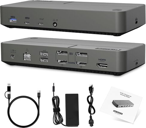 شاشة مزدوجة محطة الاقتران للكمبيوتر المحمول HDMI، محول USB C العالمي ثلاثي العرض لجهاز MacBook Pro Air، أجهزة الكمبيوتر المحمول Windows Type C in Kuwait