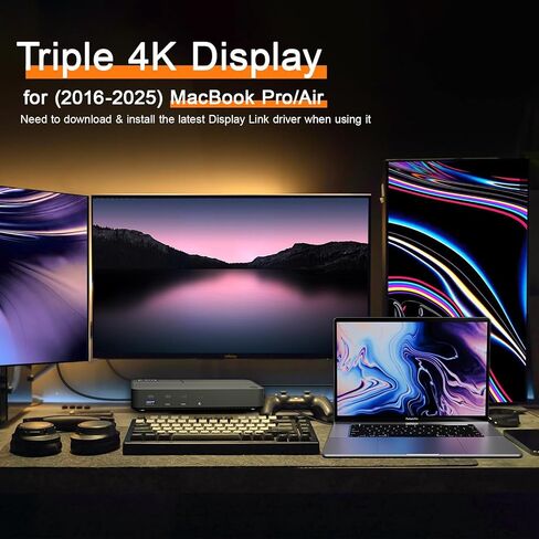 شاشة مزدوجة محطة الاقتران للكمبيوتر المحمول HDMI، محول USB C العالمي ثلاثي العرض لجهاز MacBook Pro Air، أجهزة الكمبيوتر المحمول Windows Type C in Kuwait