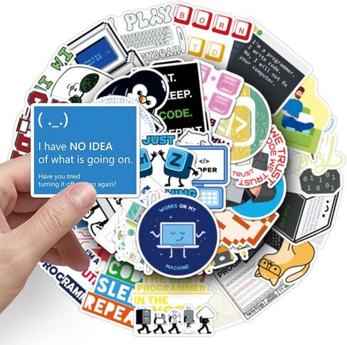 50pcs ملصقات كمبيوتر مضحكة شارات الكمبيوتر المحمول الإبداعية للمبرمجين تكنولوجيا المعلومات المبرمجي المبرمجين رائعين لزجاجات المياه المجلات وديكور محطات العمل in Kuwait