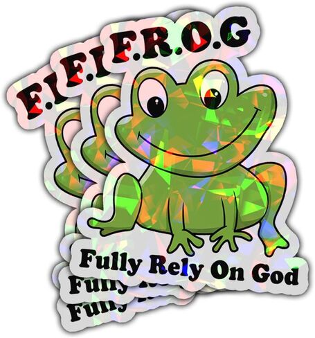 3pcs تعتمد تمامًا على ملصق God Frog Confludy مسيحيًا يعتمد تمامًا على ملصقات الله اللطيفة اللطيفة ملصقات هدية ضفدع الهدايا الحيوانية بصمات الكتاب المقدس الديني لسيارة الكمبيوتر المحمول القبعة الصلبة 3 "x3" (F1) in Saudi Arabia