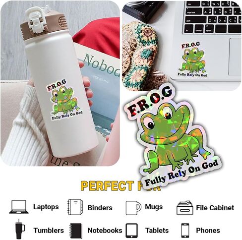 3pcs تعتمد تمامًا على ملصق God Frog Confludy مسيحيًا يعتمد تمامًا على ملصقات الله اللطيفة اللطيفة ملصقات هدية ضفدع الهدايا الحيوانية بصمات الكتاب المقدس الديني لسيارة الكمبيوتر المحمول القبعة الصلبة 3 "x3" (F1) in Saudi Arabia