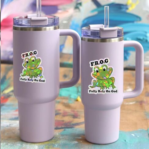 3pcs تعتمد تمامًا على ملصق God Frog Confludy مسيحيًا يعتمد تمامًا على ملصقات الله اللطيفة اللطيفة ملصقات هدية ضفدع الهدايا الحيوانية بصمات الكتاب المقدس الديني لسيارة الكمبيوتر المحمول القبعة الصلبة 3 "x3" (F1) in Saudi Arabia