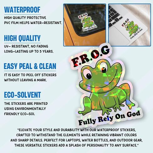 3pcs تعتمد تمامًا على ملصق God Frog Confludy مسيحيًا يعتمد تمامًا على ملصقات الله اللطيفة اللطيفة ملصقات هدية ضفدع الهدايا الحيوانية بصمات الكتاب المقدس الديني لسيارة الكمبيوتر المحمول القبعة الصلبة 3 "x3" (F1) in Saudi Arabia