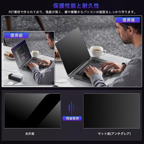 15.6" Privacy Screen Computer for 16:9 Aspect Ratio, 2-Sided Removable Anti-Peeping/Anti-Glare, Blue Light Block, UV Protect, Reduce Strain, Anti-Scratch, Fits 15.6-inch 16:9 Protector Film in Kuwait