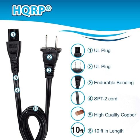 HQRP AC Cable Cable ، طوله 10 أقدام لـ Pioneer SX-203 ، SX-303R ، VSX-402 ، VSX-403 ، VSX-452 ، VSX-453 ، XW-HTP550 (Cable-round) Cable Plus HQRP Euro Plugter in Saudi Arabia