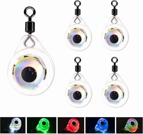 Compact LED Fishing Lure Light,Flashing Fishing Lights 5PCS Auto On/Off Water-Activated Flasher Kit with Multi-Color Flash for Deep Sea, Freshwater & Saltwater Halibut Rig (Double Ring). in Saudi Arabia