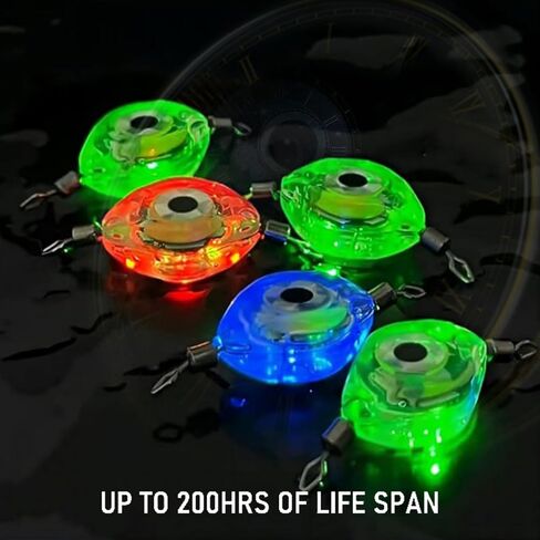 Compact LED Fishing Lure Light,Flashing Fishing Lights 5PCS Auto On/Off Water-Activated Flasher Kit with Multi-Color Flash for Deep Sea, Freshwater & Saltwater Halibut Rig (Double Ring). in Saudi Arabia