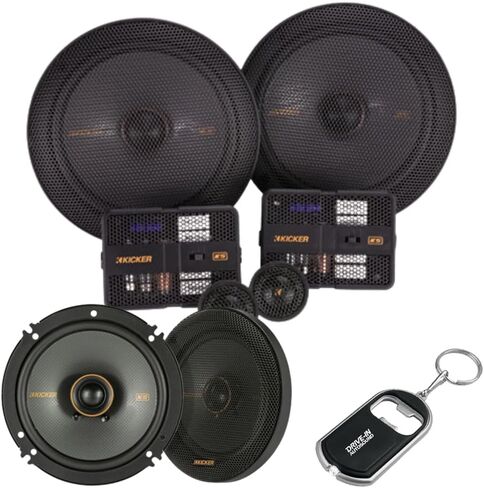 KICKER KS-Series 51KSS6704 6.75" Component Speakers and 51KSC6504 6.5" Coaxial Speakers - High Power Handling, Polypropylene Woofer, Tough Rubber Surrounds in Saudi Arabia