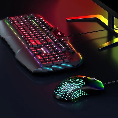 Blade Hawks RGB Gaming Mouse Wired, 60 g Ultra-Lightweight Honeycomb Computer Mice,Gaming Mouse with 6 Function Buttons,7 Backlight,6400 Adjustable DPI for Windows PC & Laptop Gamers in Saudi Arabia