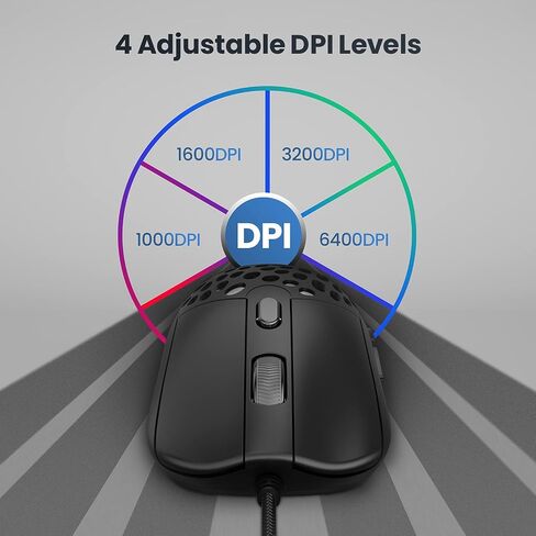Blade Hawks RGB Gaming Mouse Wired, 60 g Ultra-Lightweight Honeycomb Computer Mice,Gaming Mouse with 6 Function Buttons,7 Backlight,6400 Adjustable DPI for Windows PC & Laptop Gamers in Saudi Arabia