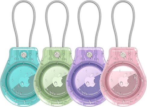 4 Pack Keychain Holder for AirTag, Waterproof Case Cover with Secure Screw Lock and Steel Cable, Durable Anti-Lost Lock Case for Luggage, Key, Backpack, Pet, Bag and More (blue/green/purple/pink) in Saudi Arabia