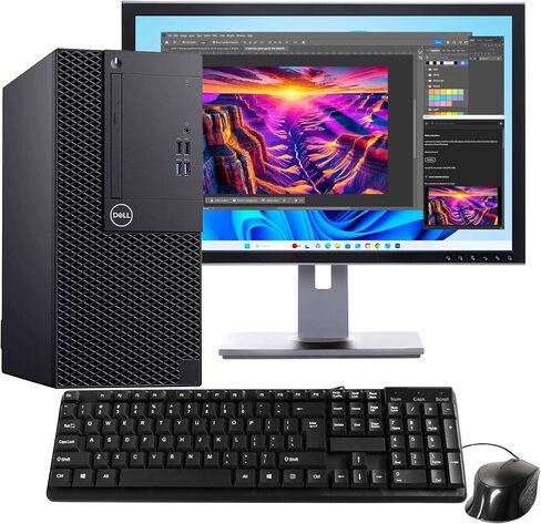 Dell Optiplex 3060 Tower PC | Intel Core i5-8500 | 16 جيجابايت ذاكرة الوصول العشوائي | 1TB SSD | Quadro P620 | Windows 11 Pro | AX200 wifi 6 + بلوتوث | لوحة مفاتيح Periphio والماوس | 24 "شاشة عالية الدقة تم تجديدها (متجدد) in Kuwait