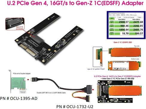 Micro SATA Cables| U.2 PCIe Gen 4 16GT/s U.2 to Gen-Z 1C (EDSFF) SSD Adapter in Saudi Arabia