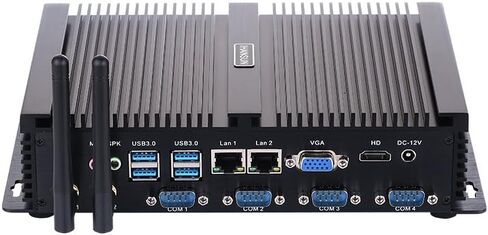 HUNSN Hunsn بدون مروحة للكمبيوتر الشخصي ، كمبيوتر صغير ، Intel Celeron 1037U ، Windows XP / 11 أو Linux Ubuntu ، IM02 ، VGA ، HDMI ، 2 X LAN ، 4 X COM ، 4 X USB2.0 ، 4 X USB3.0 ، 4G RAM ، 128G SSD in Kuwait