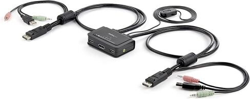 StarTech.com 2 Port DisplayPort Cable KVM Switch with Audio & Remote Control - 2560x1600 @60Hz- USB Powered - Dual Port DP USB KVM Switch (SV211DPUA),Black in Saudi Arabia