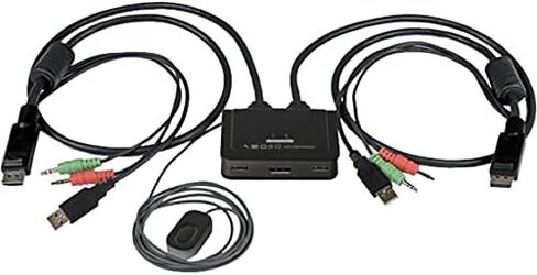 StarTech.com 2 Port DisplayPort Cable KVM Switch with Audio & Remote Control - 2560x1600 @60Hz- USB Powered - Dual Port DP USB KVM Switch (SV211DPUA),Black in Saudi Arabia